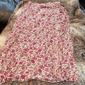 Patrons of Peace Feminine Pink Floral Maxi Skirt Large
